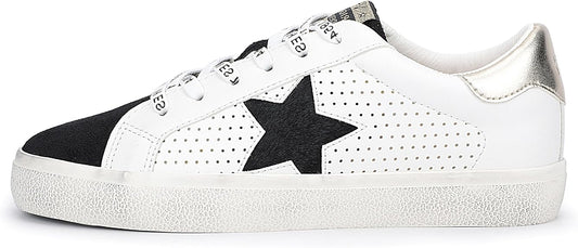 VINTAGE HAVANA Womens Gadol Perforated Casual Sneakers Shoes, Gold & White - 6.5 (Like New)