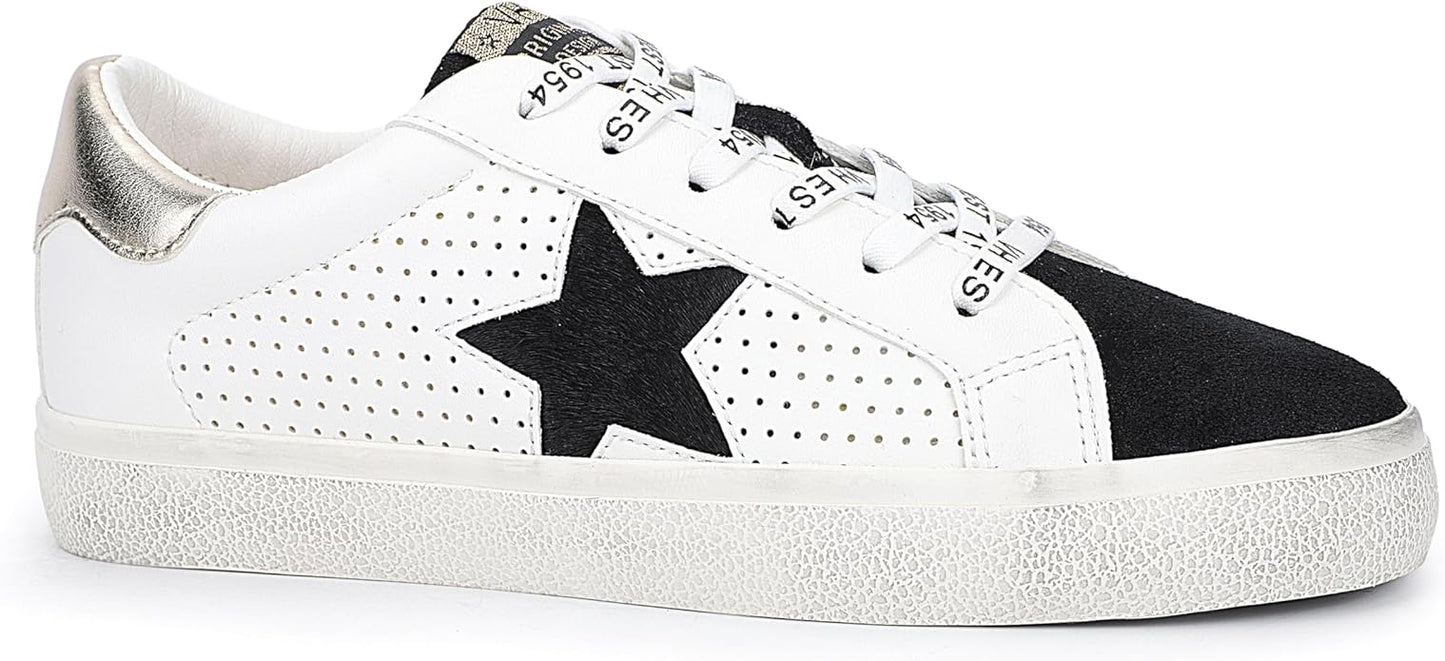 VINTAGE HAVANA Womens Gadol Perforated Casual Sneakers Shoes, Gold & White - 6.5 (Like New)
