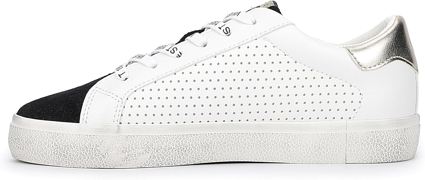 VINTAGE HAVANA Womens Gadol Perforated Casual Sneakers Shoes, Gold & White - 6.5 (Like New)