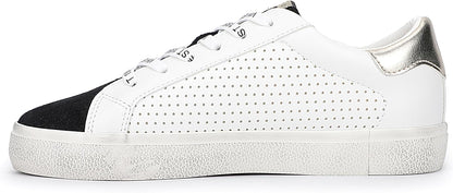 VINTAGE HAVANA Womens Gadol Perforated Casual Sneakers Shoes, Gold & White - 6.5 (Like New)