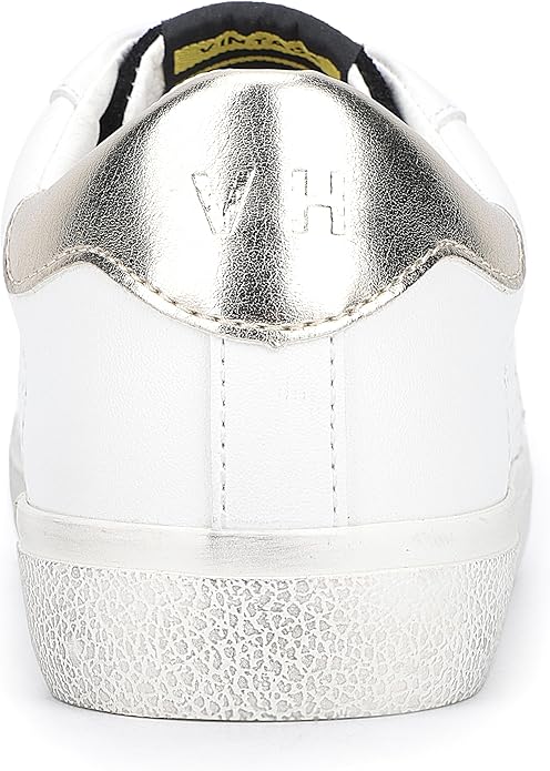 VINTAGE HAVANA Womens Gadol Perforated Casual Sneakers Shoes, Gold & White - 6.5 (Like New)