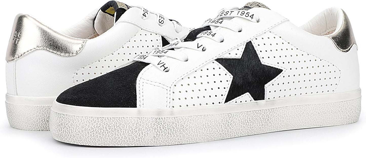 VINTAGE HAVANA Womens Gadol Perforated Casual Sneakers Shoes, Gold & White - 6.5 (Like New)