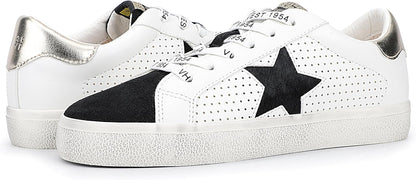 VINTAGE HAVANA Womens Gadol Perforated Casual Sneakers Shoes, Gold & White - 6.5 (Like New)