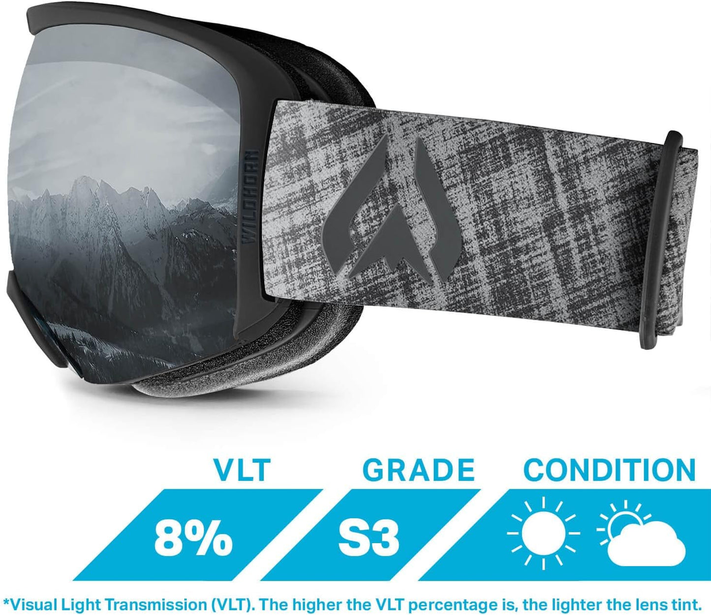 Wildhorn Cristo Ski Snow Goggles US Ski Team Official Supplier- Stealth-JetBlack (New)