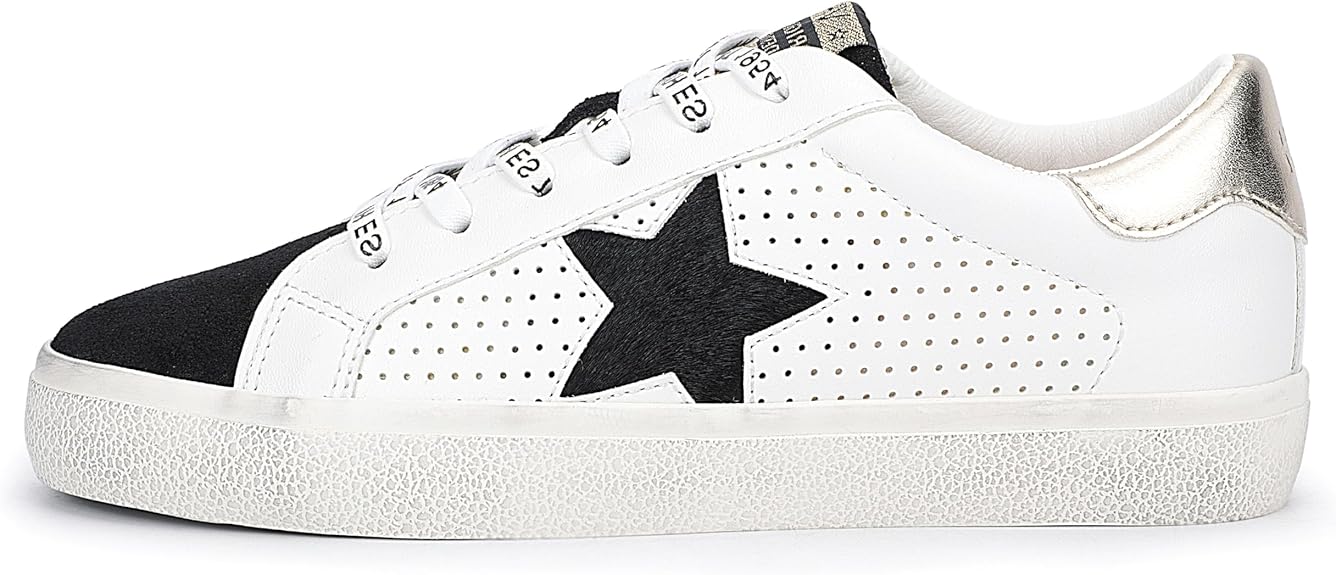 VINTAGE HAVANA Womens Gadol Perforated Casual Sneakers Shoes, Gold & White - 6.5 (Like New, Damaged Retail Box)