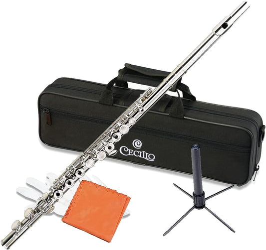 Cecilio Metal Open Hole C Flute Instrument for Beginner & Intermediate - Silver- (Like New)