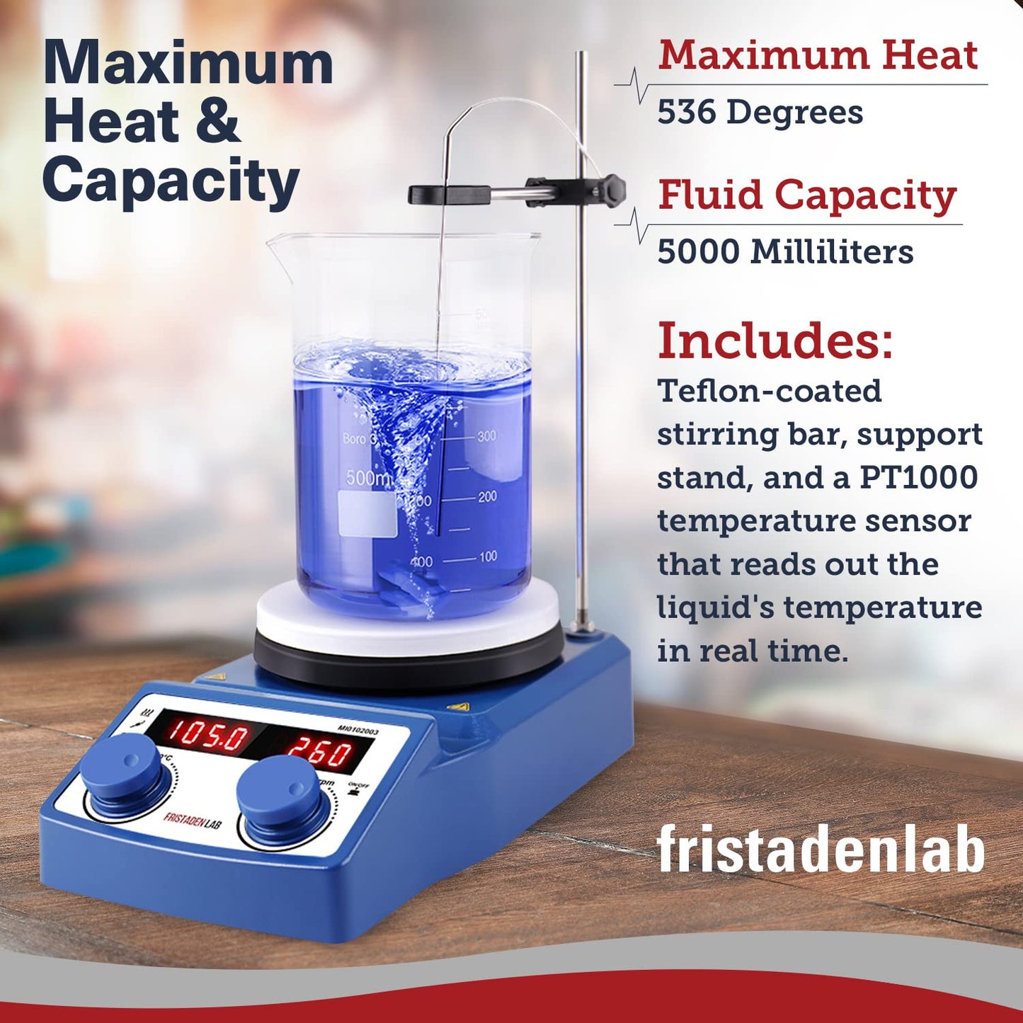 Fristaden Lab 5L Digital Magnetic Stirrer Hot Plate for Chemical Analysis- (Used)
