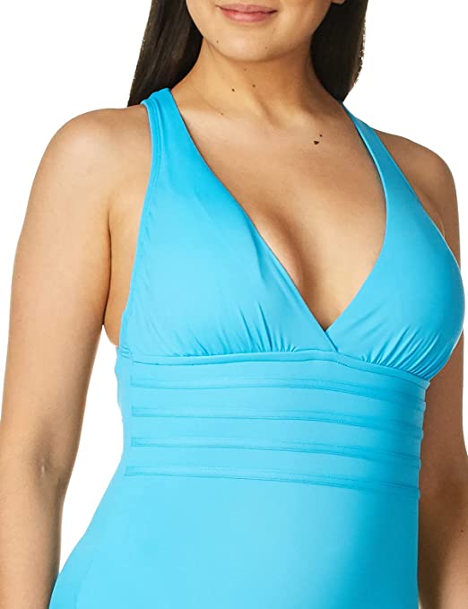 La Blanca Womens Island Goddess Multi Strap Cross Back  Swimsuit, 8 - Poolside (Like New)