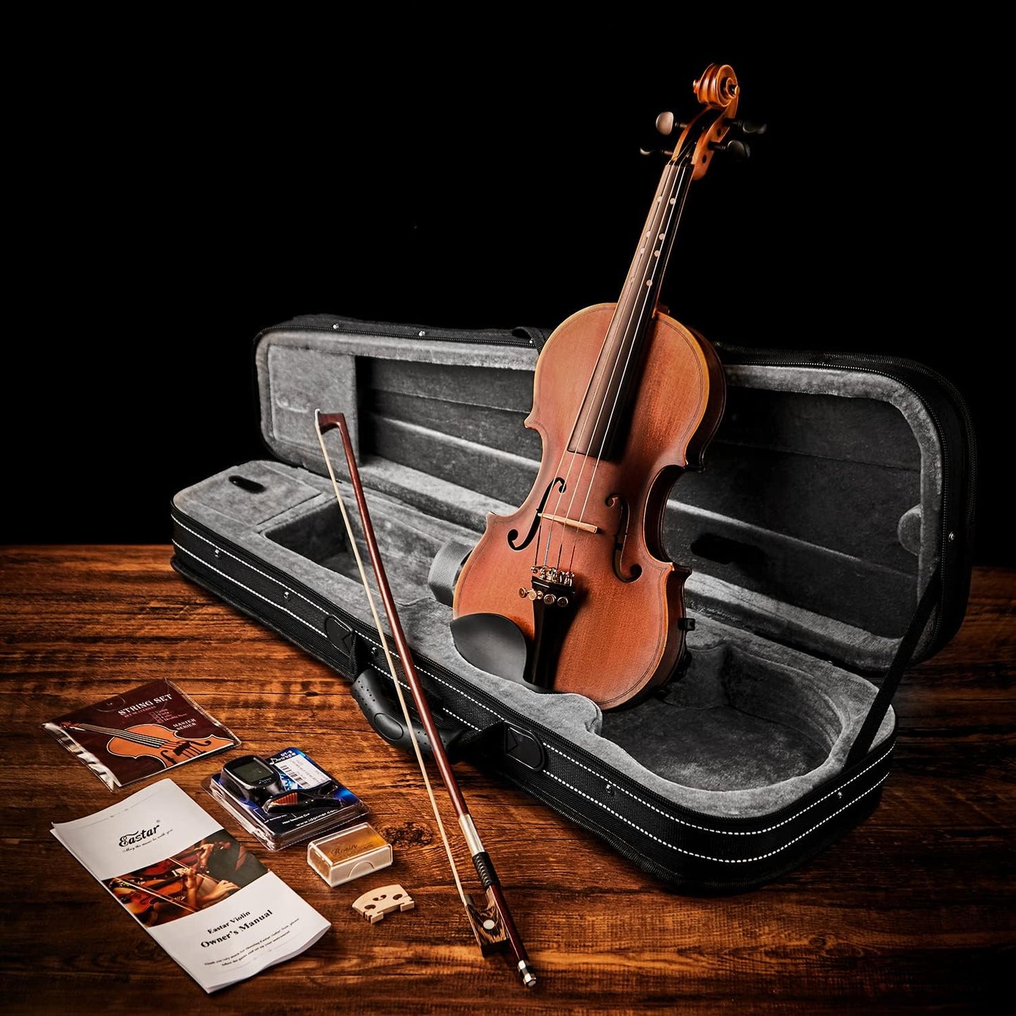 Eastar EVA-3 Beginner 4-String Violin Set with Fingerboard Guide, Hard Case (Used)
