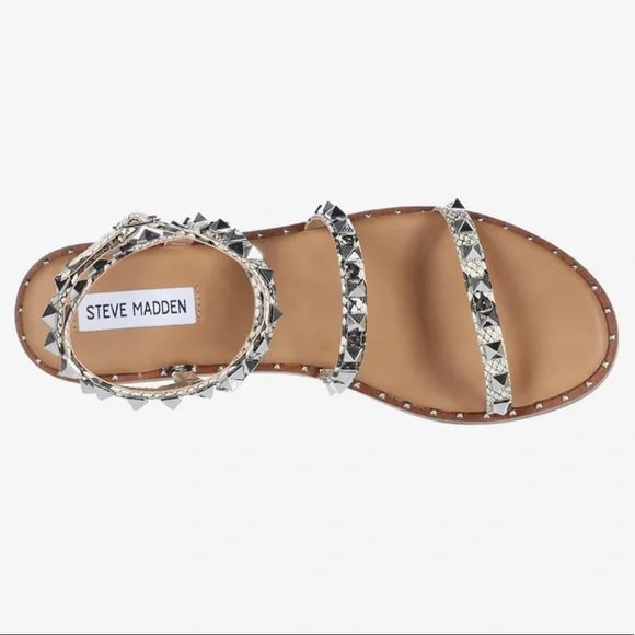 Steve Madden Travel Flat Sandal with Ankle Strap for Women, Synthetic Sole (Like New)