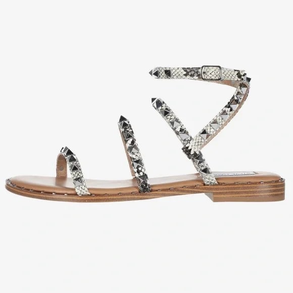 Steve Madden Travel Flat Sandal with Ankle Strap for Women, Synthetic Sole (Like New)