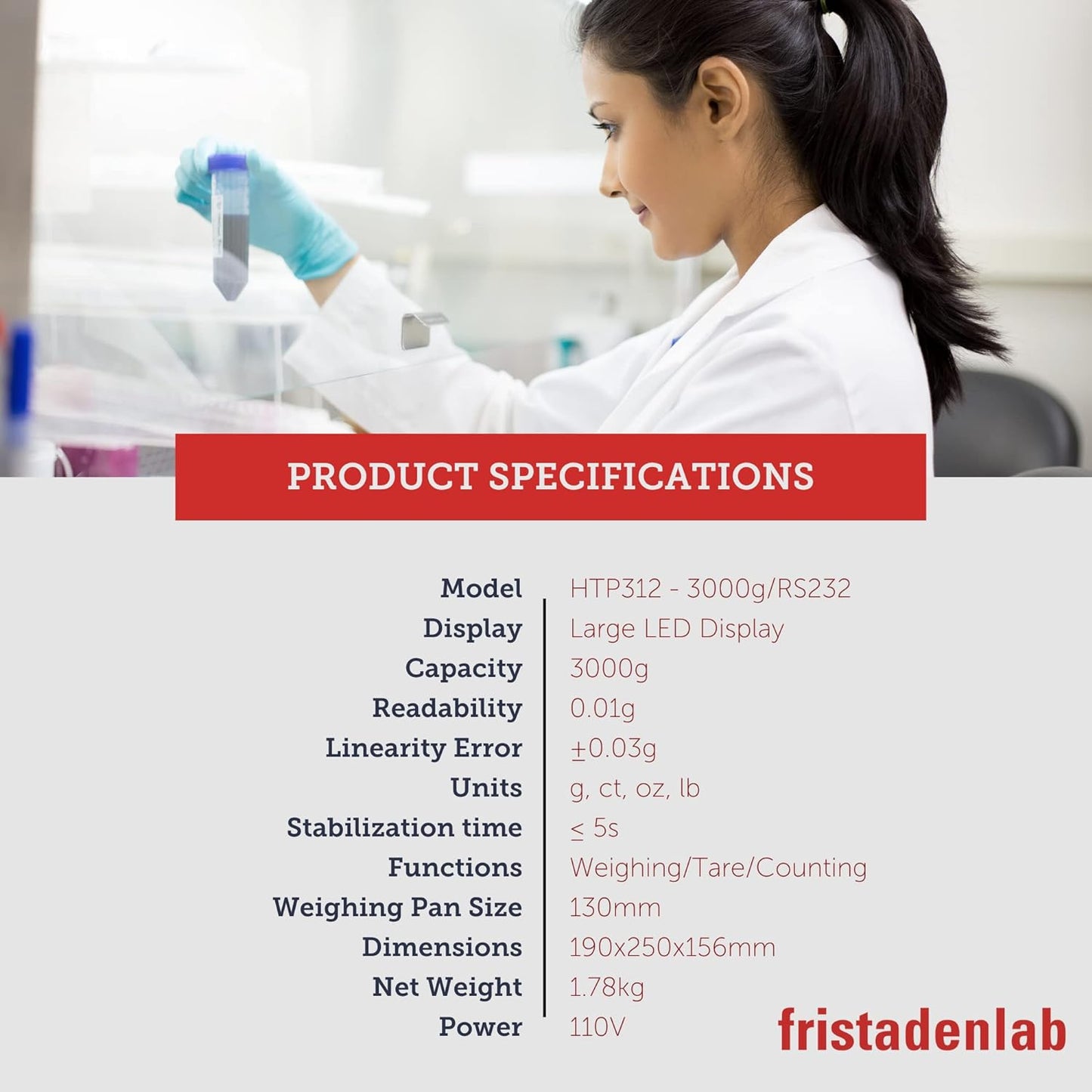 Fristaden Lab 3000gx0.01g Precision Balance & RS232 Connection Chemistry Scale- (Used)