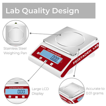 Fristaden Lab Gram Scale, Precision Analytical Balance 2000g x 0.01g RS232 (Like New)
