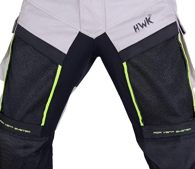 HWK All-Purpose Motorcycle Pants for Men Adventure, 34W x 32L - Hi-Vis Silver (Like New)