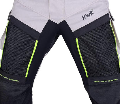 HWK All-Purpose Motorcycle Pants for Men Adventure, 34W x 32L - Hi-Vis Silver (Like New)
