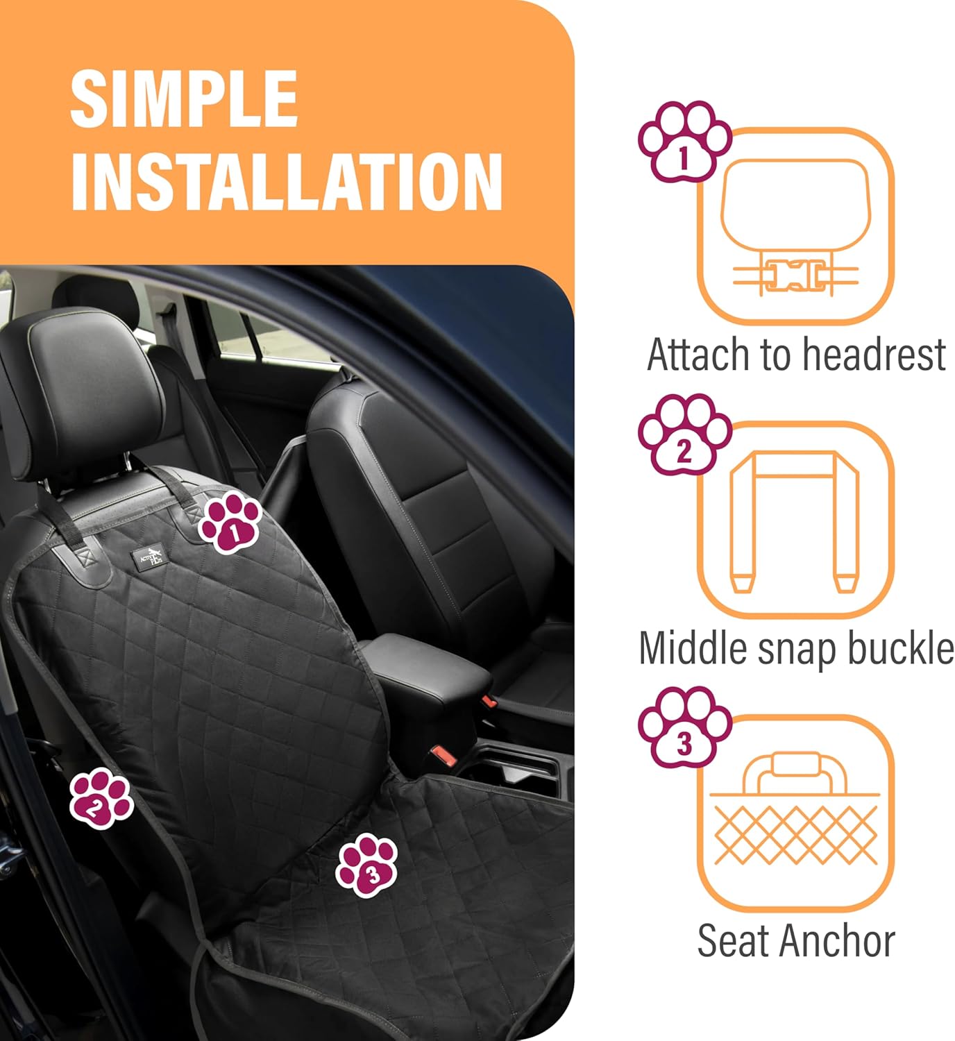 Active Pets Waterproof Dog Car Seat Cover for SUV Truck Sedan, High Protection (Used, Damaged Retail Box)