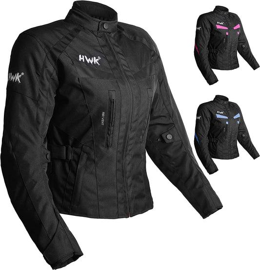 HWK Stunt Motorcycle Jacket for Women with CE Armor, Medium - All-Black (Used)