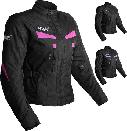 HWK Stunt Motorcycle Jacket for Women with CE Armor, Medium - All-Black (Used)