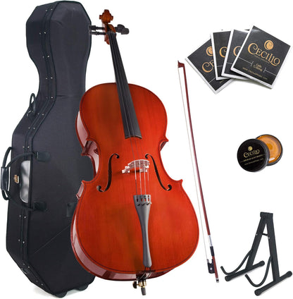 Cecilio CCO-100 4 String Cello with Hard & Soft Case, Stand, Bow, Rosin, Bridge (Like New, Damaged Retail Box)