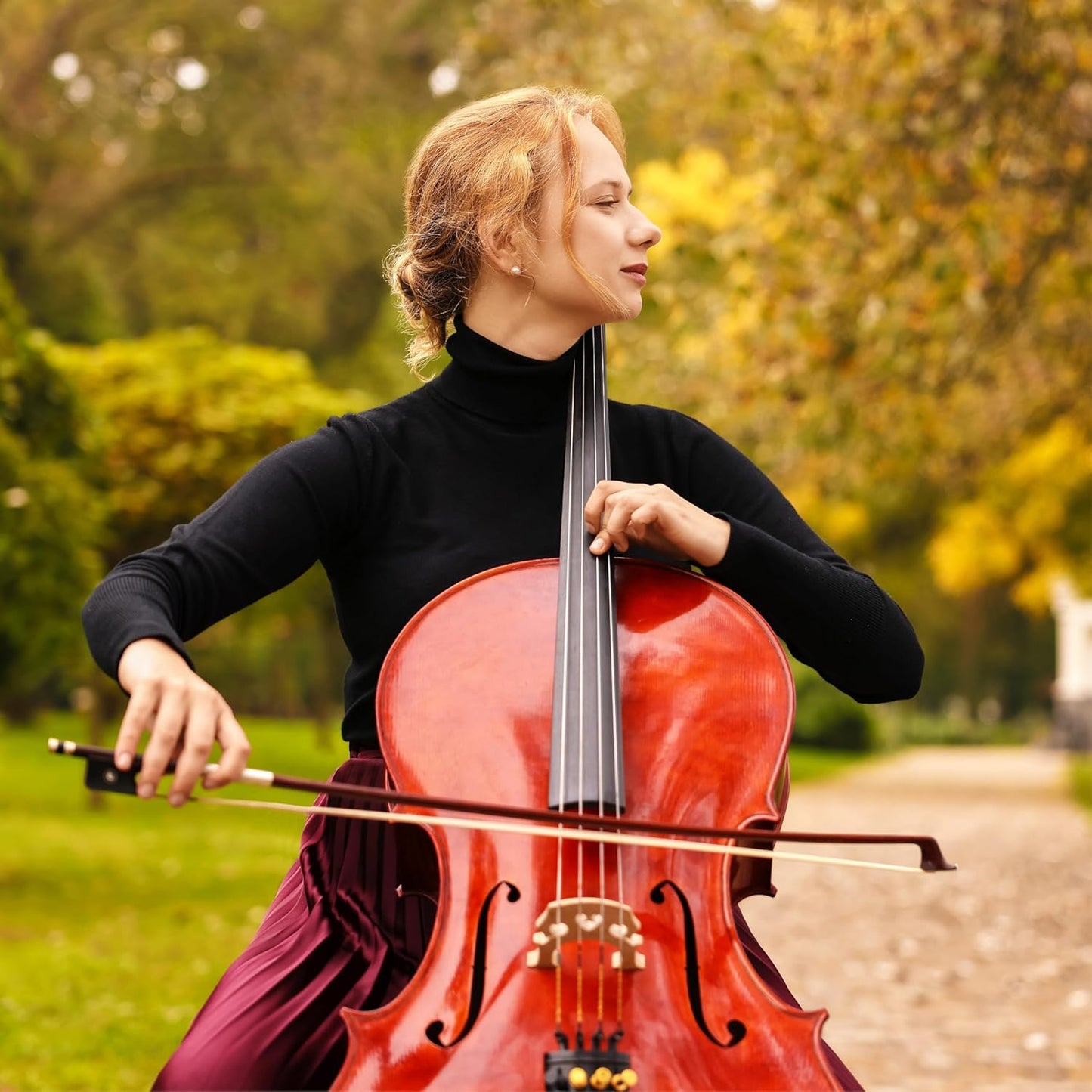 Cecilio CCO-100 4 String Cello with Hard & Soft Case, Stand, Bow, Rosin, Bridge (Like New, Damaged Retail Box)