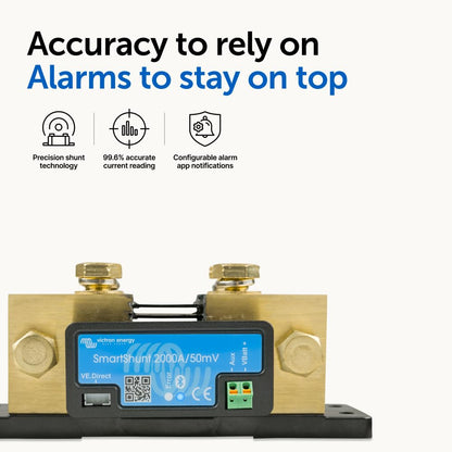 Victron Energy SHU050220050 SmartShunt Battery Monitor, 6.5V-70 Volts, 2000 amp (Used)