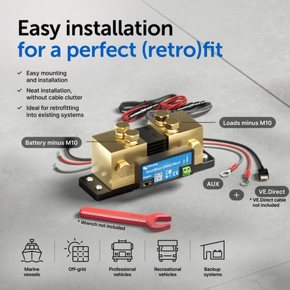 Victron Energy SHU050220050 SmartShunt Battery Monitor, 6.5V-70 Volts, 2000 amp (Used)