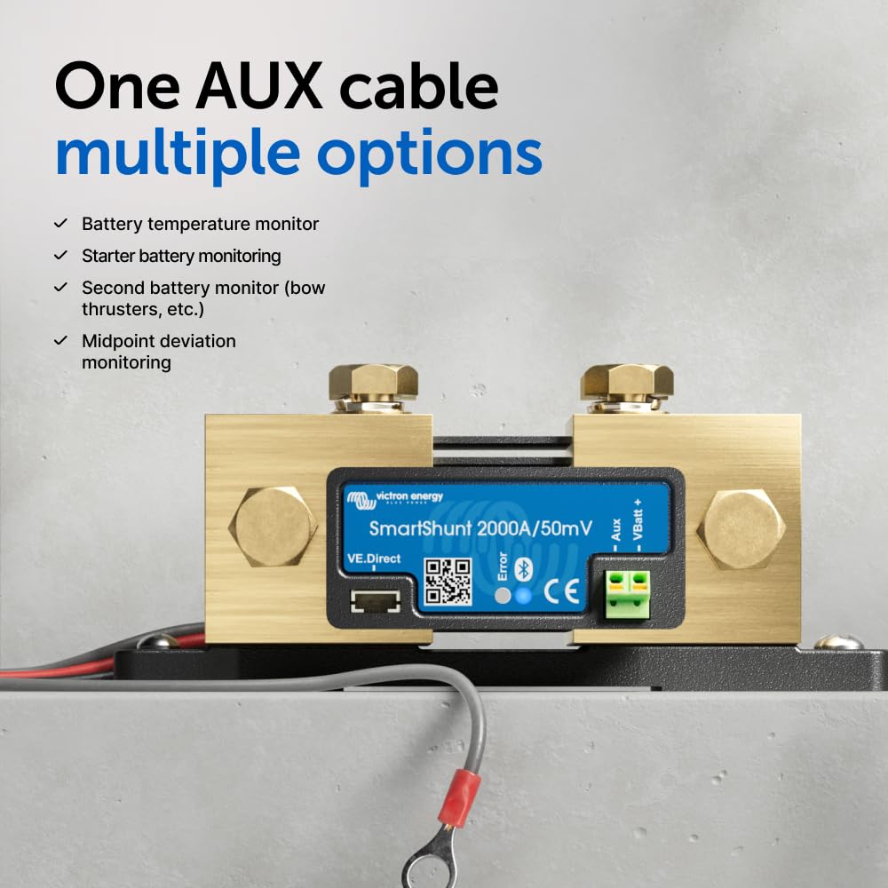 Victron Energy SHU050220050 SmartShunt Battery Monitor, 6.5V-70 Volts, 2000 amp (Used, No Retail Box)