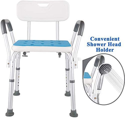 HappyNites Shower Chair With Rails, Shower Seat & Tote Bag for Seniors - White- (Used)