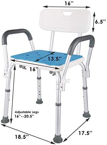HappyNites Shower Chair With Rails, Shower Seat & Tote Bag for Seniors - White- (Used)