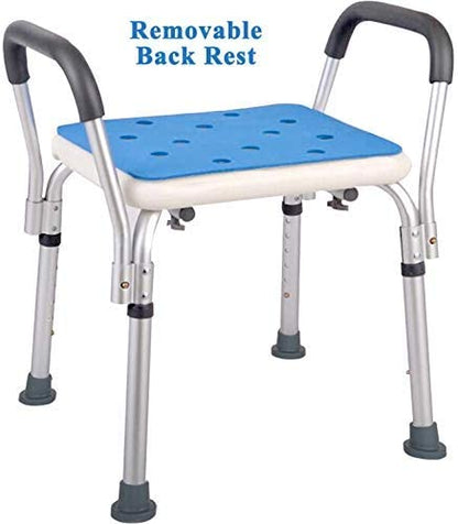 HappyNites Shower Chair With Rails, Shower Seat & Tote Bag for Seniors - White- (Used)