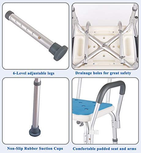 HappyNites Shower Chair With Rails, Shower Seat & Tote Bag for Seniors - White- (Used)