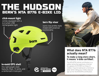 Bern Hudson Commuter MIPS Bike Helmet, Integrated Light and U-Lock Compatibility (Like New, No Retail Box)