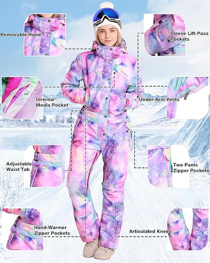 Bluemagic Adjustable Waterproof Women's Snowsuit for Snowboarding and Skiing (Like New)
