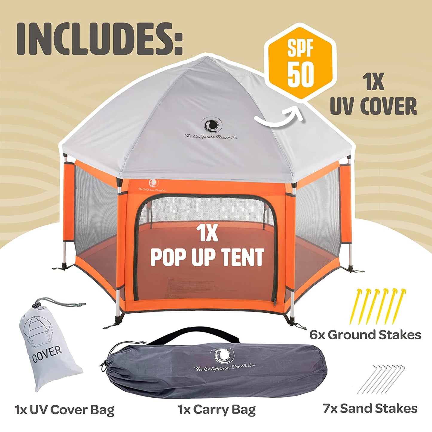POP N GO Premium Outdoor Baby Playpen - Portable, Lightweight w/ Canopy - Orange (Used)