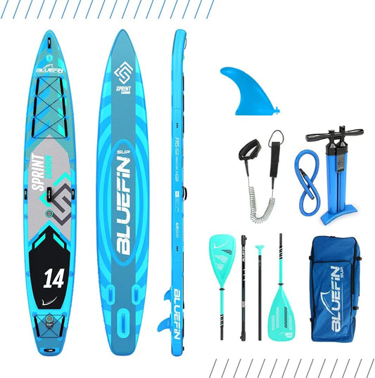 Bluefin SUP 14′ Sprint Carbon Stand Up Inflatable Paddle Board (Like New)