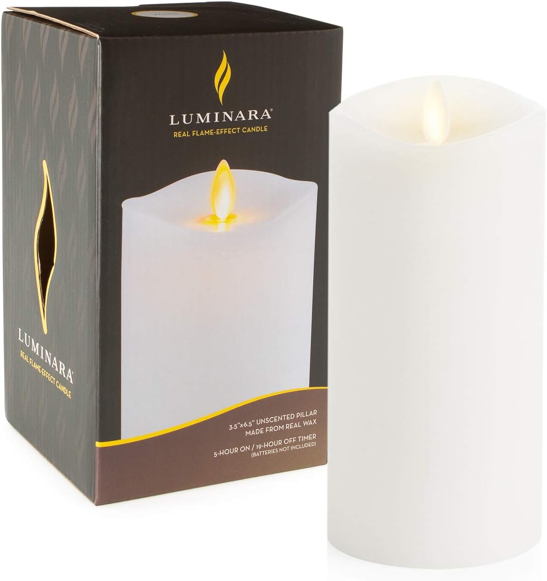 Luminara Flameless Pillar LED Battery-Operated Indoor Candle - 6.5 inches, White (Used)