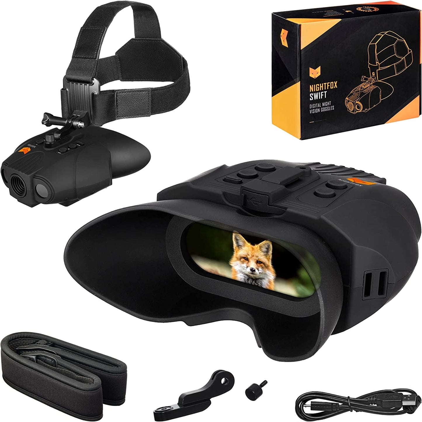 Nightfox Swift Night Vision Goggles Digital Infrared 1x Magnification 75yd Range (Like New)