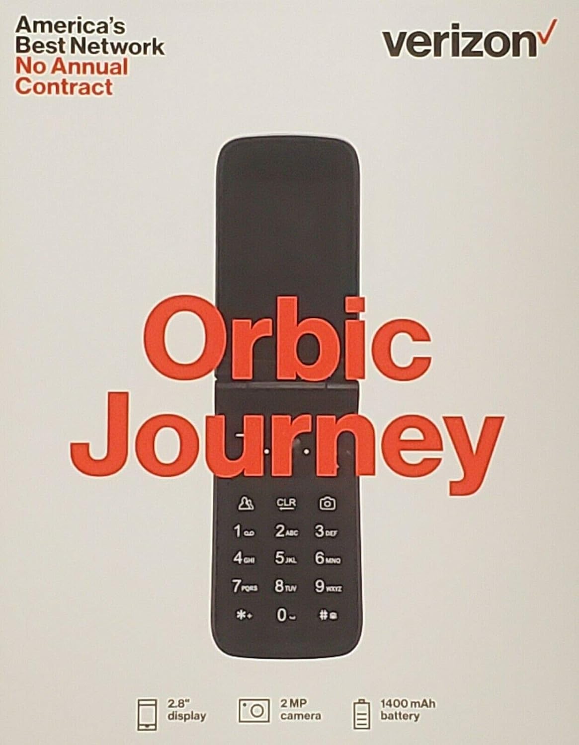 Orbic Journey V Verizon 4G 8GB+1GB LTE Single SIM 2.8" Android Flip Phone, Black (Like New)