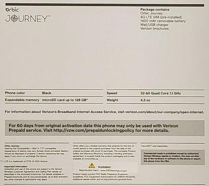 Orbic Journey V Verizon 4G 8GB+1GB LTE Single SIM 2.8" Android Flip Phone, Black (Like New)