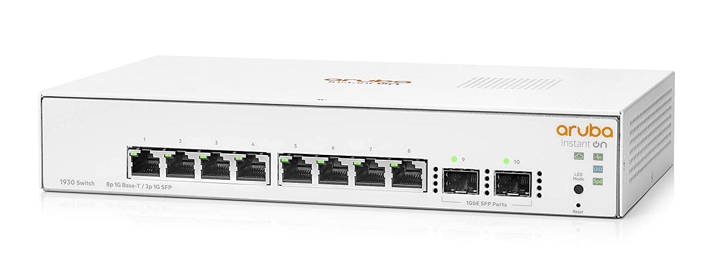 Aruba Instant On 1930 8-Port Gb Ethernet 8 x GE, 2X 1G SFP & L2+ Smart Switch (Like New)