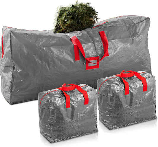 ZOBER Dual Zipper Christmas Tree Storage Bag with 2 Garland Bags, 9 Ft - Gray (New)