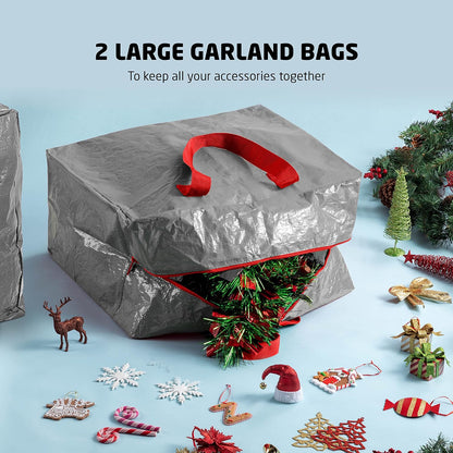 ZOBER Dual Zipper Christmas Tree Storage Bag with 2 Garland Bags, 9 Ft - Gray (New)