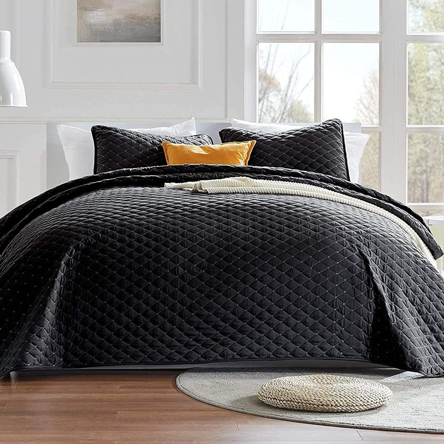 Sleep Zone Solid Durable Casual Reversible 3 Pieces Quilt Set with 1 Pillow Sham (Like New, Damaged Retail Box)