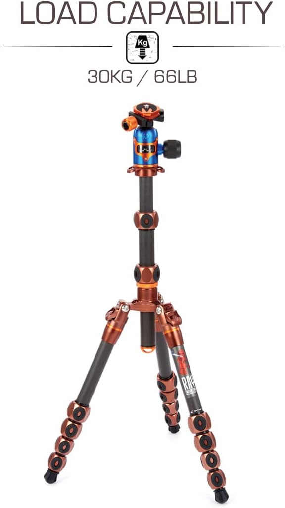 3 Legged Thing Ray Waterproof Carbon Fiber Travel Adjustable Camera Tripod Kit (Used)
