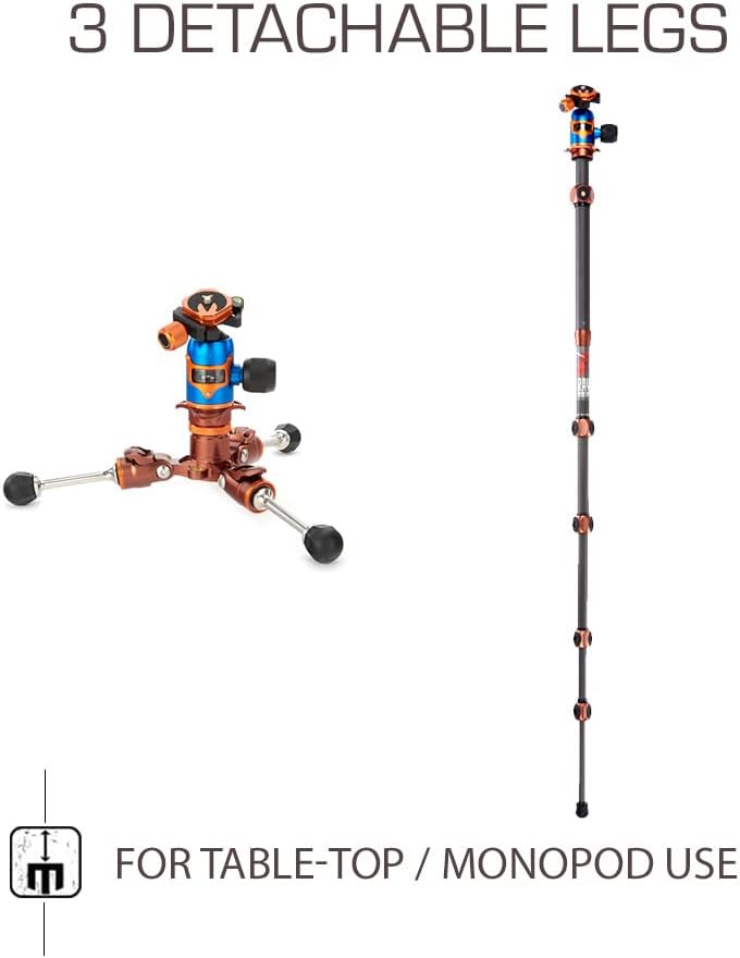 3 Legged Thing Ray Waterproof Carbon Fiber Travel Adjustable Camera Tripod Kit (Used)