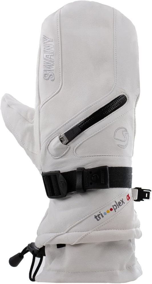 Swany Women's X-Cell 2.1 Waterproof Warm Leather Winter Mittens, White - Small (Used)
