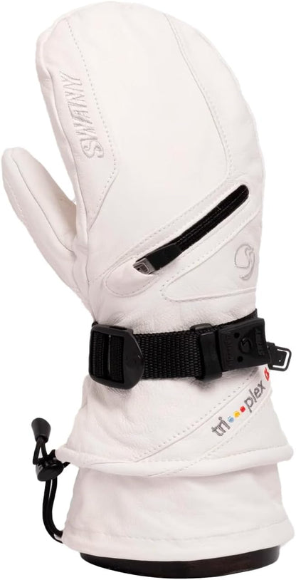 Swany Women's X-Cell 2.1 Waterproof Warm Leather Winter Mittens, White - Small (Used)