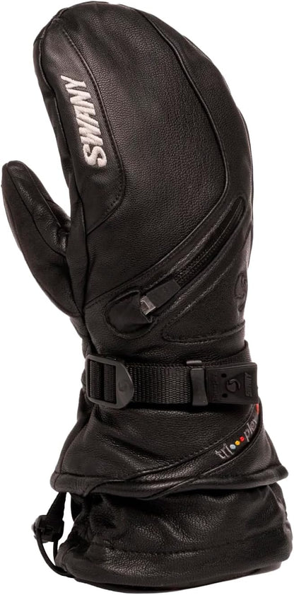 SWANY X-Cell 2.1 Water-Resistant Leather Winter Mittens for Adult, Black, Medium (Used)