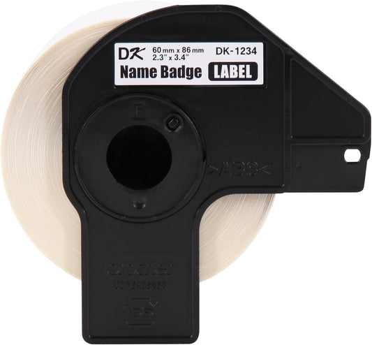 Brother DK-12343PK Die-Cut Name Badge Paper Labels, 3 Rolls - White (Like New)