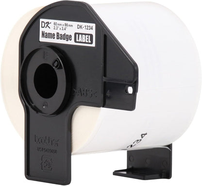 Brother DK-12343PK Die-Cut Name Badge Paper Labels, 3 Rolls - White (Like New)